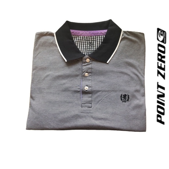 Point Zero Other - Point Zero Couture Striped Short-sleeve Polo w/Enhancements - NWOT Size L